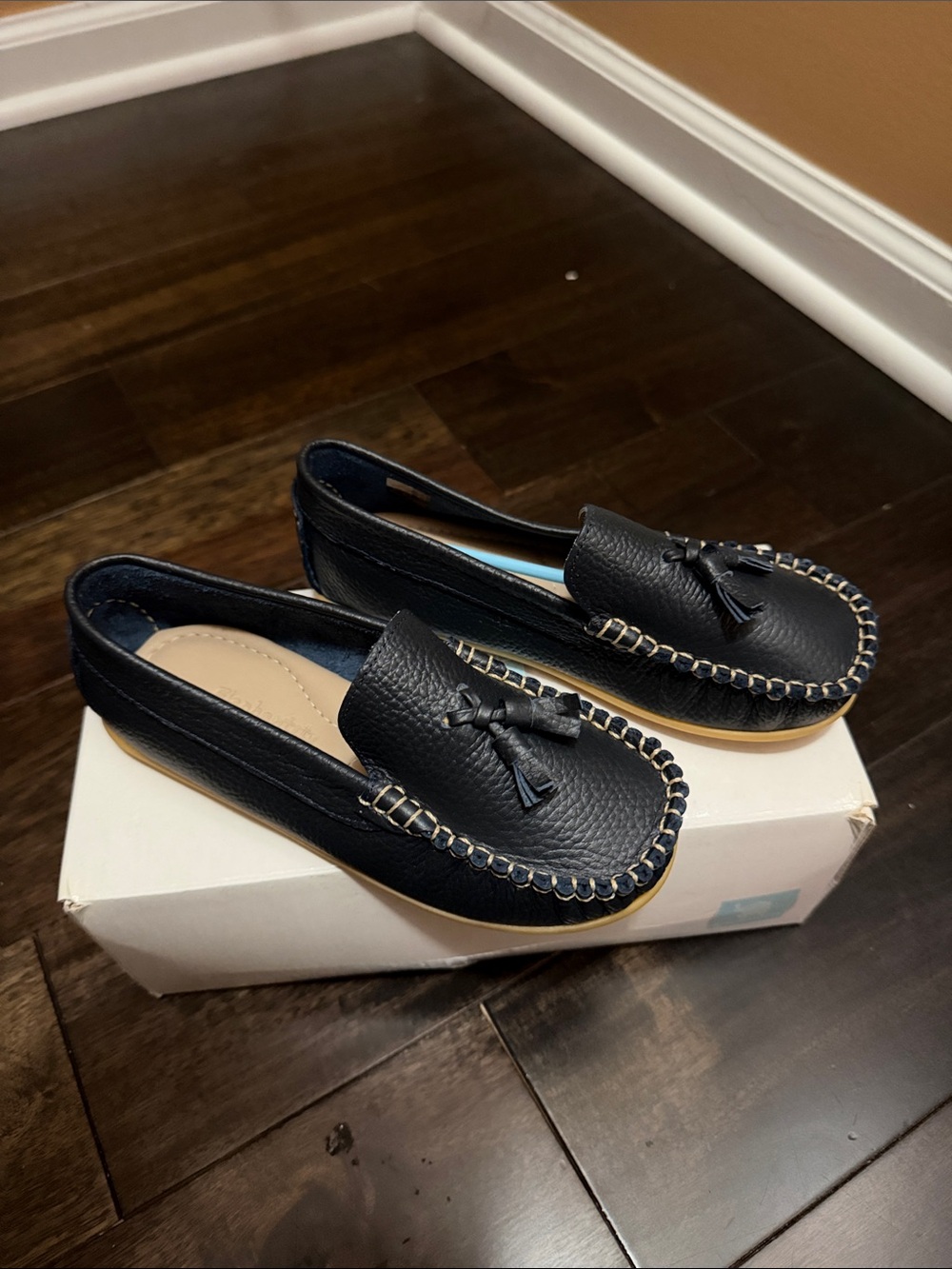 Elephantito Navy Kids Tassel Moccasin Loafers — Classic Comfort Toddler size 1